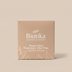 Shampoo sólido natural de cúrcuma y aloe vera Biotika para cabello graso 70 gramos, sin parabenos Paraguay