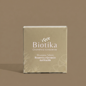 Shampoo sólido natural anticaída de romero y geranio Biotika 70 gramos, sin sulfatos Paraguay