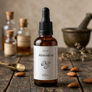 Aceite natural puro de almendras dulces Biotika frasco gotero, hidratante piel y cabello Paraguay
